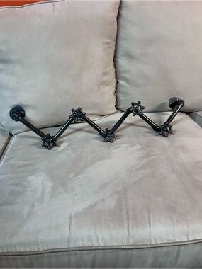 Black Industrial Wall Hook Rack with Valve-Style Knobs